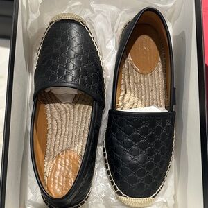 Gucci Black Leather Espadrilles